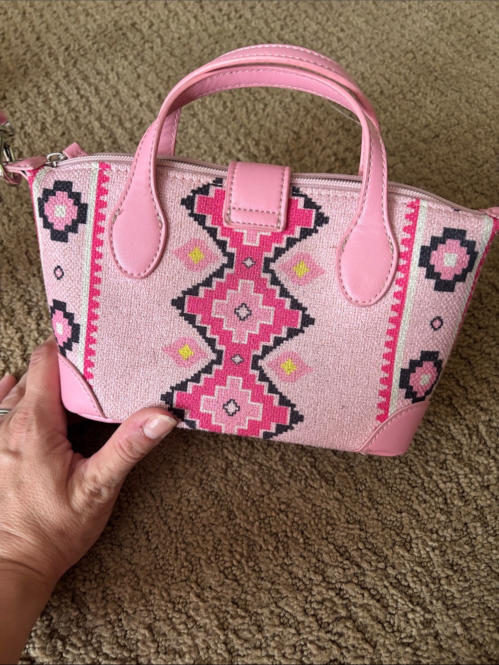 Wrangler Pink Geometric Embroidered Crossbody Bag - Picture 4 of 4